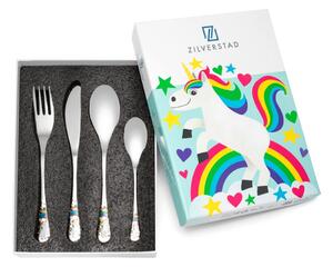 Dječji pribor za jelo 4 kom od nehrđajućeg čelika u srebrnoj boji Unicorn – Zilverstad