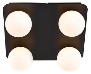 Moderna kupaonska stropna svjetiljka crna četvrtasta 4 svjetla - Cederic