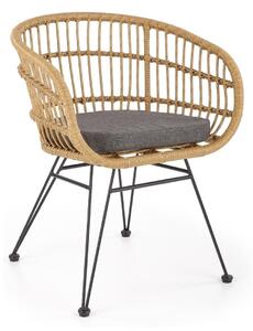 Vrtna stolica Houston 118579x63x58cm, Siva, Svijetlo drvo, PVC pletivo, Metal