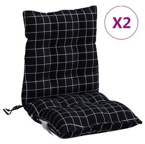 VidaXL Jastuci za stolicu niskog naslona 2 kom crni karirani tkanina