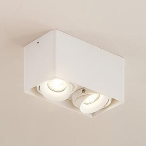 Arcchio Downlight Kubika, 19 cm, bijela, 2 žarulje, metal, prigušiva, Bijela, Područje hodnika, Metal