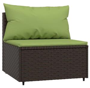 VidaXL Srednja vrtna sofa od poliratana s jastucima smeđa