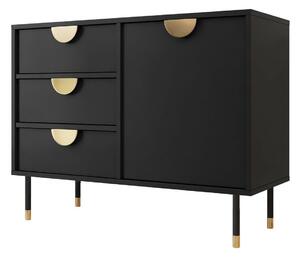Komoda Comfivo Levevai 100, Zlatno, Crna, 78x100x40cm
