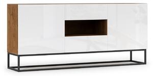 Komoda Elyria A101, Artisan hrast, Sjajno bijela, 80x180x40cm