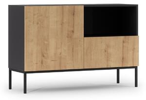Komoda Elyria 102, Artisan hrast, Mat crna, 80x120x40cm