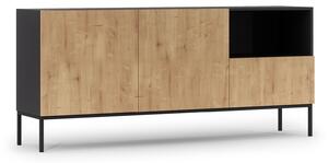 Komoda Elyria C100, Mat crna, Artisan hrast, 80x120x40cm