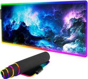 Osvijetljena XL LED RGB računalna obloga za miša i 80x30cm kozmos