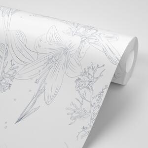 Samoljepljiva tapeta nježni ljiljan u bijelom dizajnu