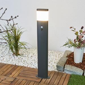 Lindby Obri LED svjetiljka za put, 80 cm, antracit, senzor, Crno, Metal