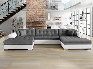 Kutna garnitura Elyria 140, Bijela, Tamno sivo, 78x359x165cm, Bor