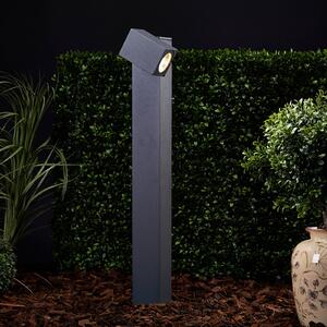 Lucande Lorik LED svjetiljka za put s fleksibilnom glavom, siva, Crno, Metal