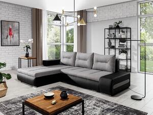 Kutna garnitura Elyria 124, Siva, Crna, 85x275x180cm, Bor