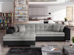 Kutna garnitura Elyria 155, Crna, Siva, 78x296x194cm, Bor