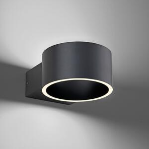 PURE LED zidna svjetiljka Clipse, siva, aluminij, Ø 15 cm, prigušiva, Sivo, Dnevni boravak/blagovaonica, Aluminij, Zid okrugli