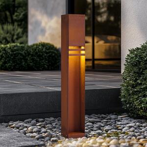 Lucande LED svjetiljka za put Oxido, boje hrđe, visina 80 cm, IP44, Smeđa / hrđa, Metal
