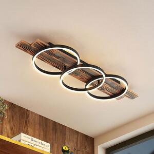 Lindby LED stropno svjetlo Sentoa, drvo, 100 cm dužine, 3.000 K, prigušiva, Drvo, Dnevni boravak/blagovaonica, Drvo, Strop s više plamena