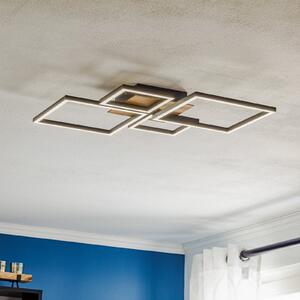 Briloner LED stropno svjetlo Frame, step dim, 4 žarulje drvo, prigušiva, Crno, Dnevni boravak/blagovaonica, Metal, Strop s više plamena