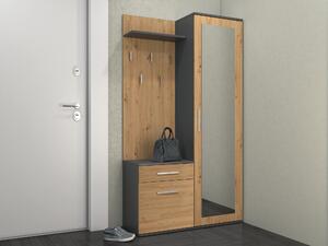 Set za hodnik Mandeville 126, Antracit, Artisan hrast, 180x100x35cm