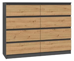 Komoda Elbvelu 101, Antracit, Artisan hrast, 97x120x40cm