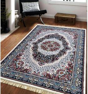 Luksuzni vintage tepih u bež boji sa savršenim plavo-crvenim uzorkom Širina: 150 cm | Duljina: 230 cm