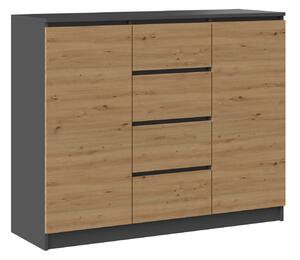 Komoda Elbvelu 113, Artisan hrast, Antracit, 97x120x40cm