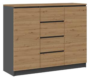 Komoda Elbvelu 113, Artisan hrast, Antracit, 97x120x40cm
