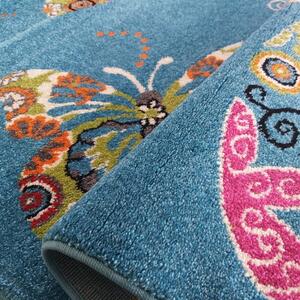 Tepih za dječju sobu u plavoj boji sa motivom leptira Širina: 200 cm | Duljina: 290 cm