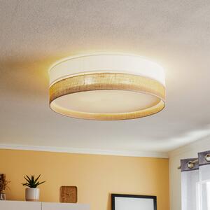 TK Lighting Stropna svjetiljka Linobianco, Ø 60 cm, prigušiva, Bež, Dnevni boravak/blagovaonica, Tkanina / tekstil