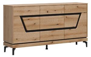 Komoda Vernuo 102, Crna, Hrast, 86x163.5x38.5cm