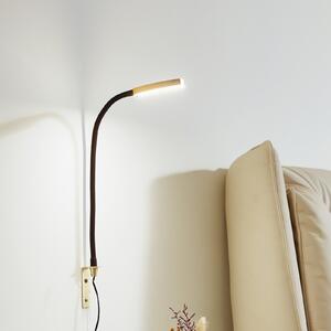 Lindby LED lampa za čitanje Flexola, zlatna, okrugla, metalna, utikač
