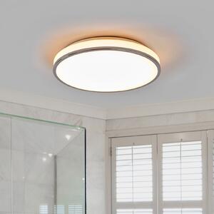Lindby LED stropna svjetiljka Lyss, Ø 40 cm, kromirana, IP44, Bijela, kupaonica, Staklo
