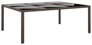 VidaXL Vrtni stol sa staklenim vrhom smeđi 200 x 150 x 75 cm od ratana