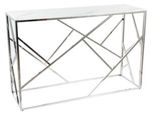 Konzola Detroit 459, Bijeli mramor, Srebro, 78x100x30cm