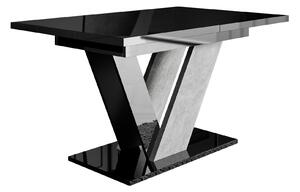 Stol Goodyear 131, Sjajno crna, Boja betona, 76x80cm