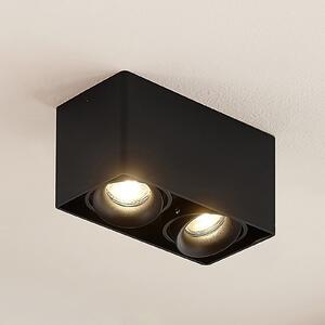 Arcchio Downlight Kubika, 19 cm, crna, 2 žarulje, metal, prigušiva, Crno, Područje hodnika, Metal