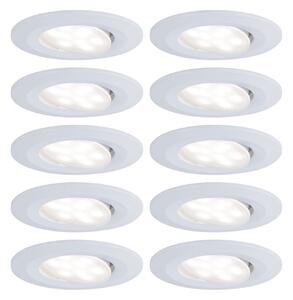 Paulmann Calla, bijela, prigušiva, rotirajuća, 4.000 K, 9 cm, set od 10 komada, prigušiva, Bijela, kupaonica, Plastika, Montaža na strop
