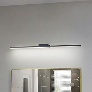 Lucande LED lampa za ogledalo Kivana, crna, metal, 90cm, IP44, Crno, kupaonica, Aluminij