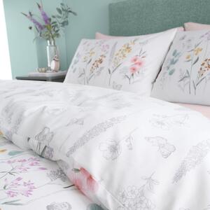 Bijela posteljina za krevet za jednu osobu 135x200 cm Emilia Floral – Catherine Lansfield