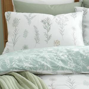 Bijela/zelena pamučna posteljina za krevet za jednu osobu 135x200 cm Wild Flowers – Bianca