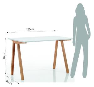 Radni stol s bijelom pločom stola 60x120 cm Mak – Tomasucci