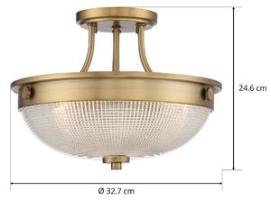 QUOIZEL Stropna lampa Mantle, antikni mjed, 33 cm, staklo, prigušiva, Bronca / stari mesing, Dnevni boravak/blagovaonica, Metal