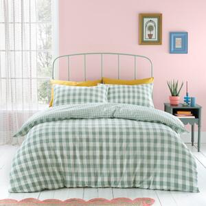 Zelena posteljina za bračni krevet 200x200 cm Seersucker Gingham Check – Catherine Lansfield