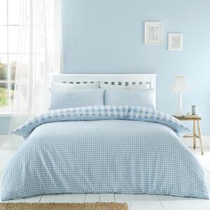 Plava posteljina za krevet za jednu osobu 135x200 cm Seersucker Gingham Check – Catherine Lansfield