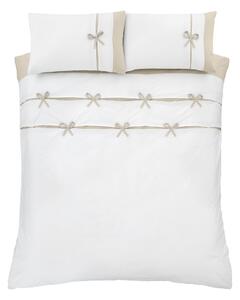 Bijela posteljina za krevet za jednu osobu 135x200 cm Milo Bow – Catherine Lansfield