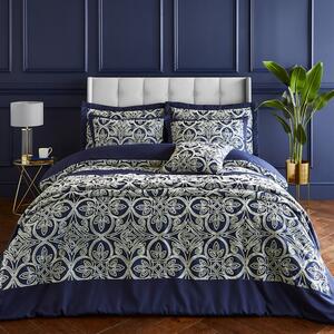 Tamno plava posteljina za bračni krevet 200x200 cm Flock Trellis – Catherine Lansfield
