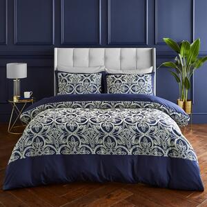 Tamno plava posteljina za krevet za jednu osobu 135x200 cm Flock Trellis – Catherine Lansfield