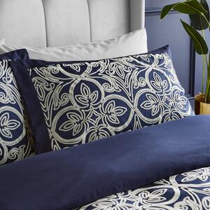 Tamno plava posteljina za krevet za jednu osobu 135x200 cm Flock Trellis – Catherine Lansfield