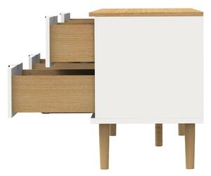 Bijela/u prirodnoj boji TV komoda u dekoru hrasta 162x61 cm Skagen – Tenzo