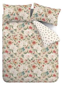 Bež posteljina za krevet za jednu osobu 135x200 cm Pippa Floral Birds – Catherine Lansfield