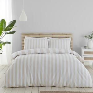 Bijela/bež posteljina za bračni krevet 200x200 cm Cove Stripe – Catherine Lansfield